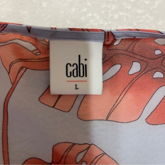 CAbi Style #5381 Isabel Blue Coral Palm Leaf Print Ruffle Sleeve Summer Dress L - Picture 5 of 14